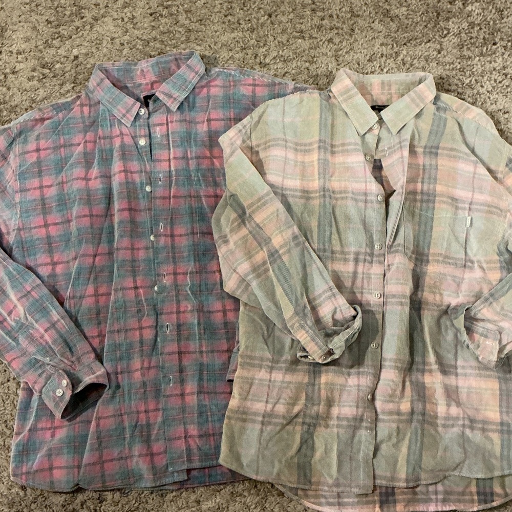 Barney Cools Corduroy Button Down Shirts - Blue and Green